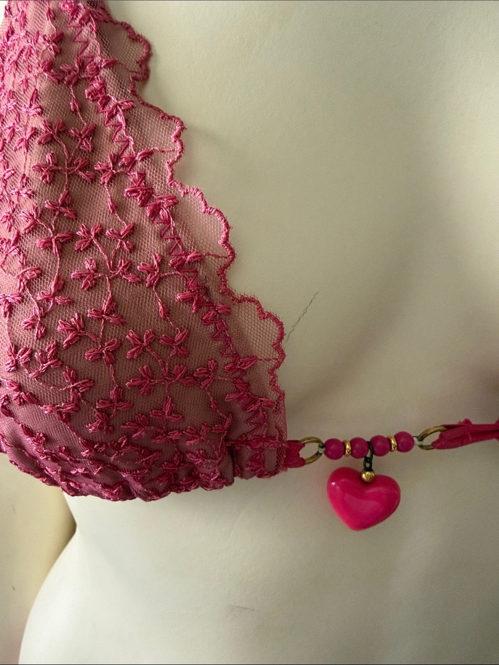 Beach Bunny Hot Pink Lace Heart Charm Bikini Top & Bottom Set - Picture 3 of 3